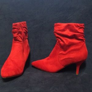 Never worn Red Suede 2-inch Booties